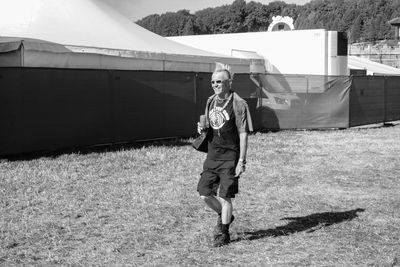 Full length of man playing in park