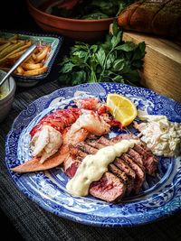 High angle view of food on table