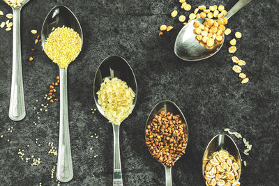 High angle view of spices in container