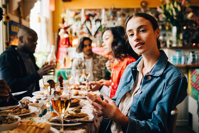 Group of people at restaurant table