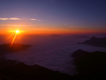 Scenic view of dramatic sky during sunset