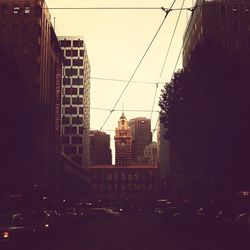 City buildings at sunset