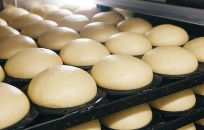 Close-up of breads in baking sheet