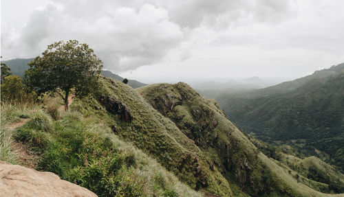 Scenic view of mountains against sky