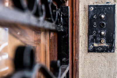 Close-up of old metal door