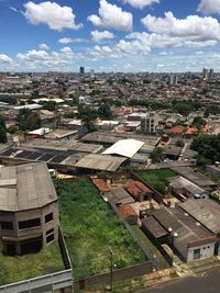 High angle view of townscape against sky