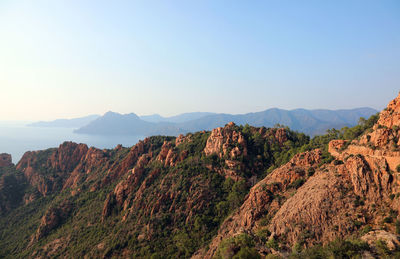 Scenic view of mountains against clear sky