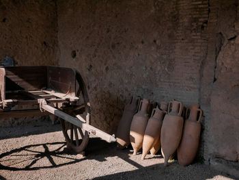 High angle view of man standing by wall