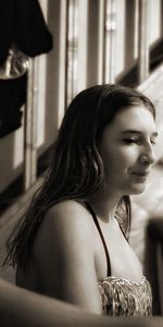 Portrait of young woman looking away