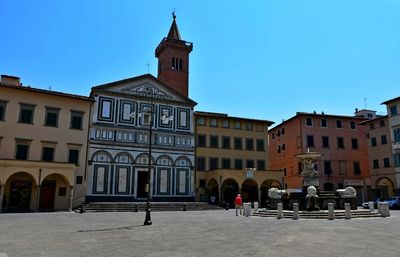 View of clock tower against blue sky