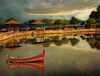 Scenic view of lake against sky