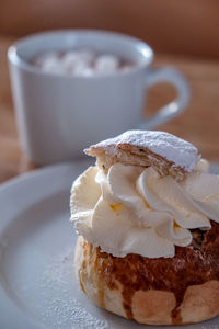 Close-up of dessert in plate on table