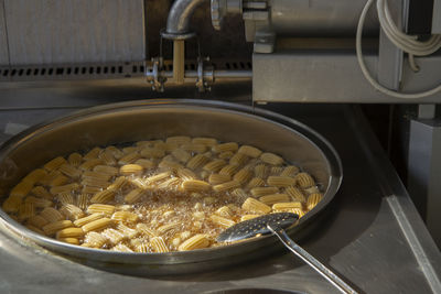 High angle view of food in kitchen