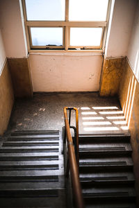 High angle view of staircase in building