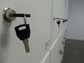 High angle view of lockers