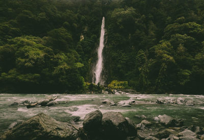 Scenic view of waterfall