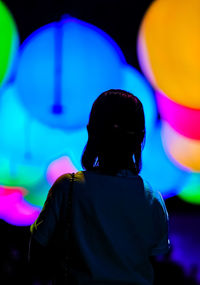 Rear view of two people at amusement park