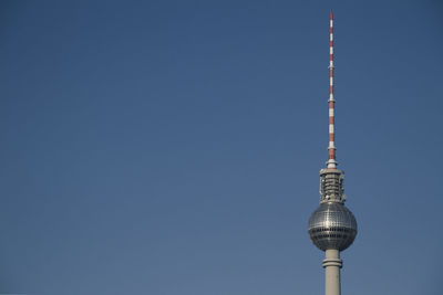 Low angle view of tower against clear sky