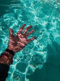 High angle view of person swimming in pool