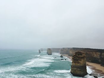 Scenic view of sea against clear sky