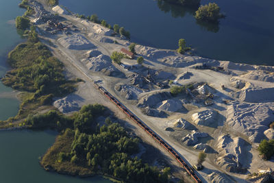 Aerial view of gravel extraction in botovo, croatia