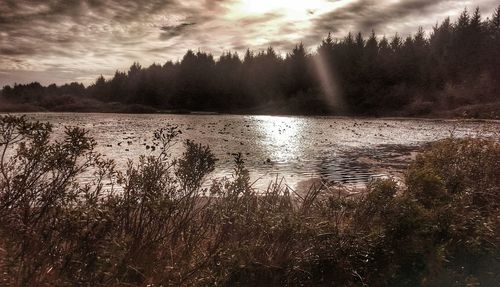 Scenic view of lake against sky