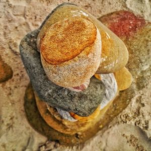 Close-up of bread on rock