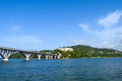 Bridge over river against sky