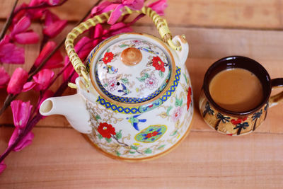 Close-up of coffee cup on table