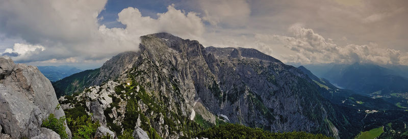 Panoramic view of mountains against sky