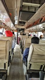 Rear view of people in train