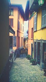 Narrow street along houses