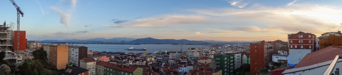 High angle shot of townscape against sky