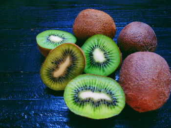 High angle view of fruits on table
