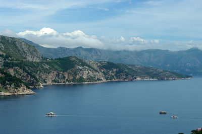 High angle view of sea against sky