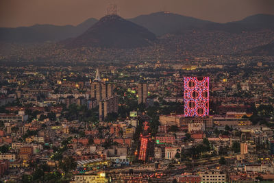 High angle view of buildings in city