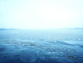 Scenic view of sea against clear sky