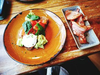High angle view of food on table