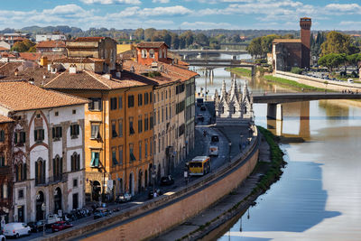 Aerial view of lungarno in pisa