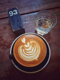 High angle view of coffee on table