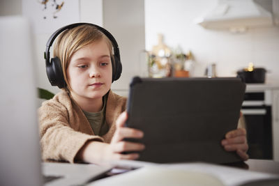 Girl doing homework at home