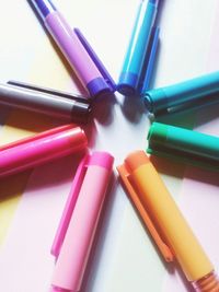 Close-up of colorful objects on table