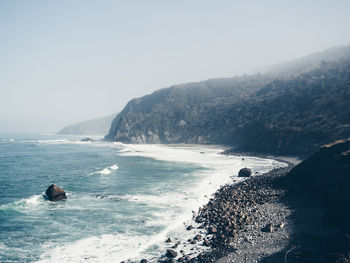 Scenic view of sea against clear sky