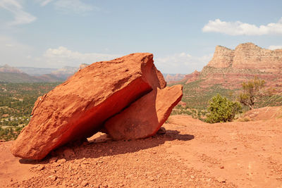 Rock formations in desert against sky