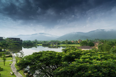 Scenic view of lake against sky