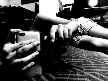 Close-up of hands working