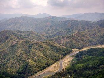 High angle view of road amidst landscape against sky