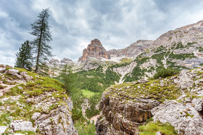 Scenic view of rocky mountains against sky