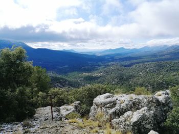 Scenic view of mountains against sky