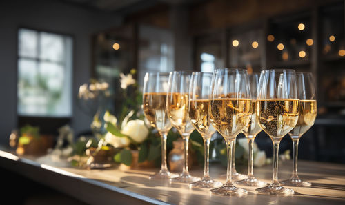 Close-up of wineglass on table